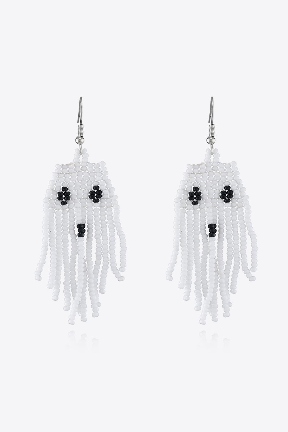 Beaded Dangle Earrings White One Size