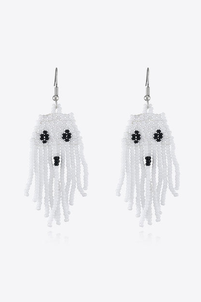 Beaded Dangle Earrings White One Size