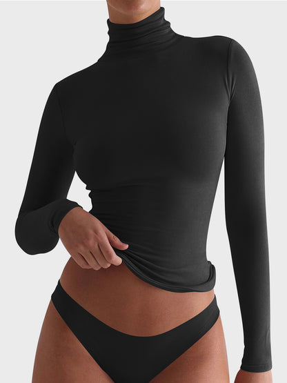 Turtleneck Long Sleeve T-Shirt Black