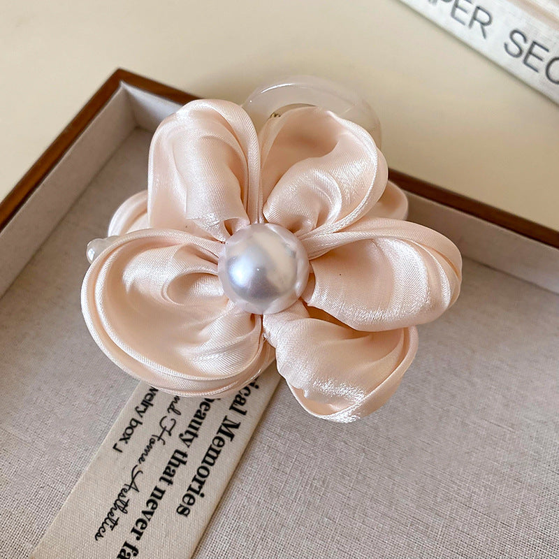 Flower Acrylic Hair Claw Clip Apricot One Size