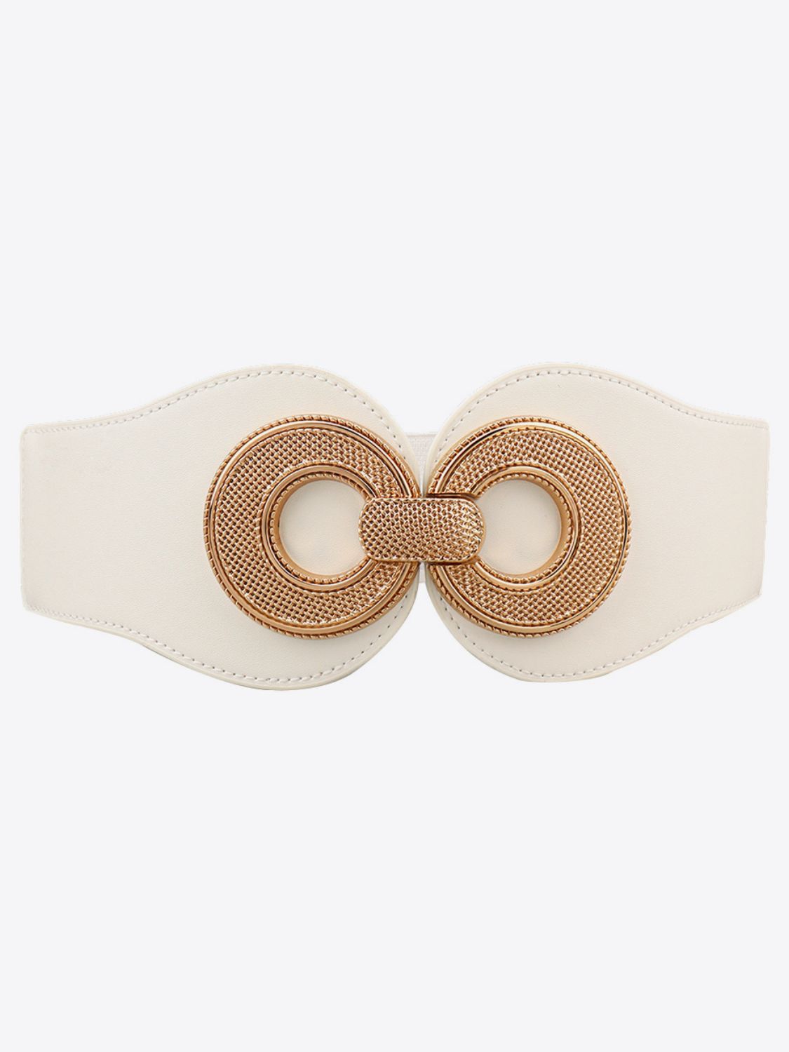 Alloy Buckle Elastic PU Belt White One Size