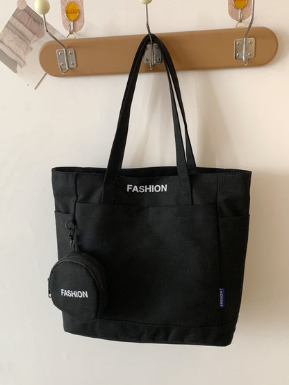 Canvas Tote Bag with Pouch Black One Size