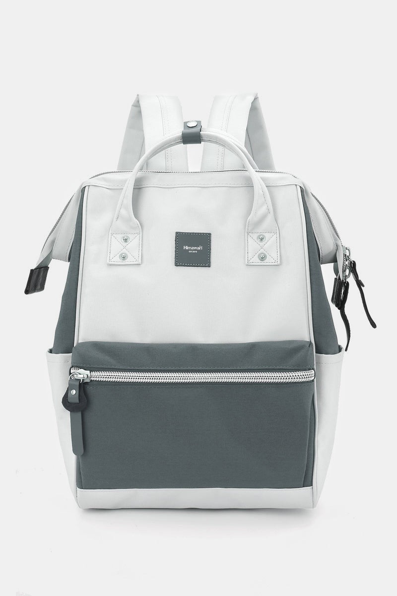 Himawari Water Resistant Canvas Backpack Bag with Side Pockets Dk Grey Grey One Size