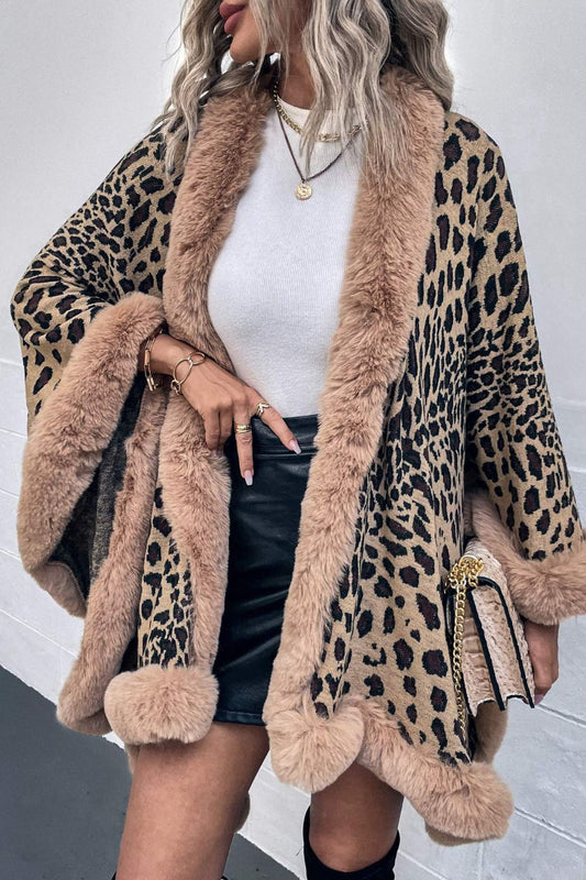 Leopard Open Front Poncho - Thandynie