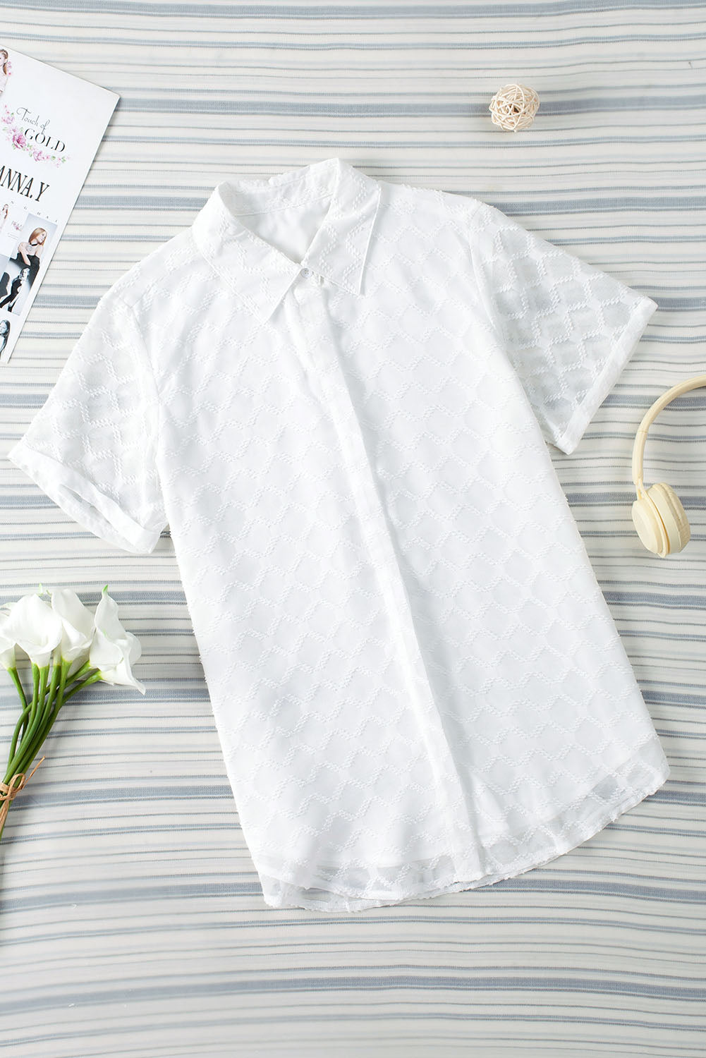 Button Up Short Sleeve Shirt White