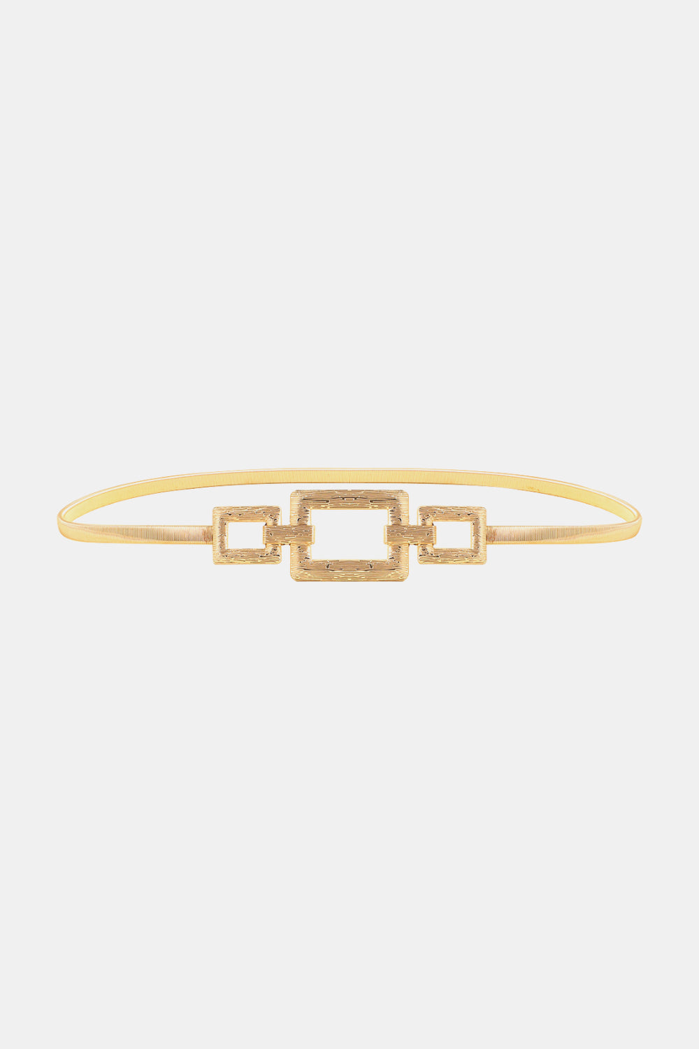 Square Shape Zinc Alloy Buckle Iron Belt Gold One Size