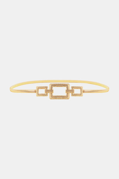 Square Shape Zinc Alloy Buckle Iron Belt Gold One Size