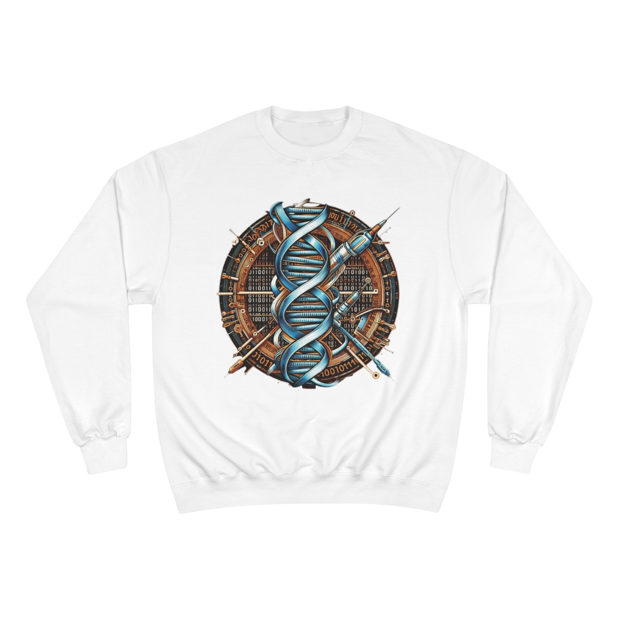 Champion Sweatshirt - Medical Data Flow Binary Stream Design White