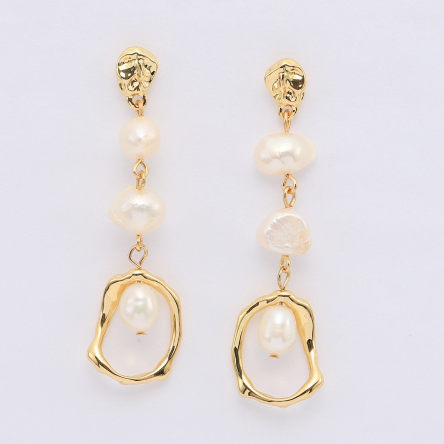 Gold-Plated Freshwater Pearl Earrings Gold One Size