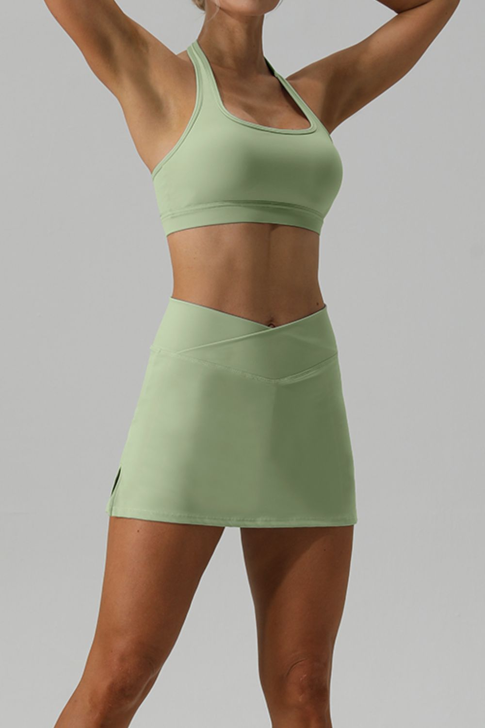 Halter Neck Tank and Slit Skirt Active Set