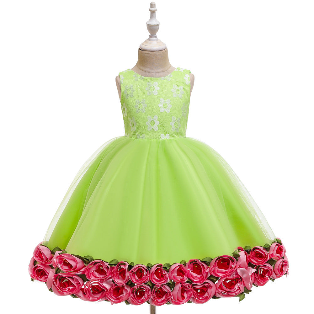 Princess dress wedding girl dress flower girl mesh dress Green