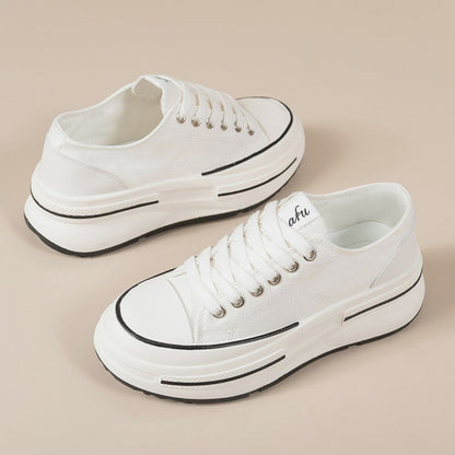 Tied Round Toe Platform Sneakers Ivory