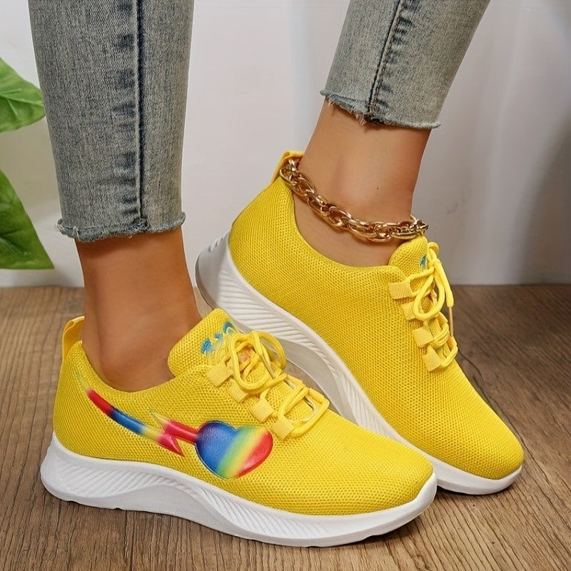 Mesh Lace-Up Sneakers Yellow