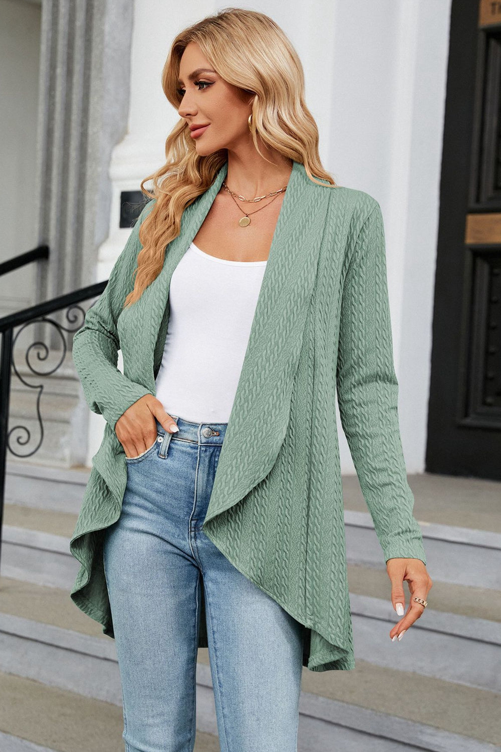 Open Front Long Sleeve Cardigan - Thandynie