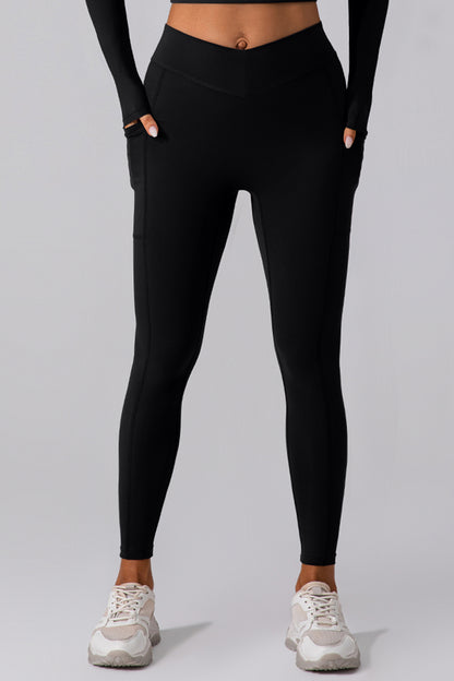 High Waist Active Leggings with Pockets Black