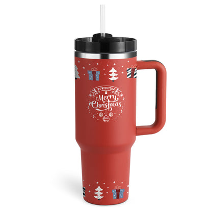 40 Oz Tumbler With Handle Straw Insulated, Stainless Steel Spill Proof Vacuum Coffee Cup Tumbler With Lid Tapered Mug Gifts For Valentine Lover Suitable For Car Gym Office Travel Christmas Red B 1200ML