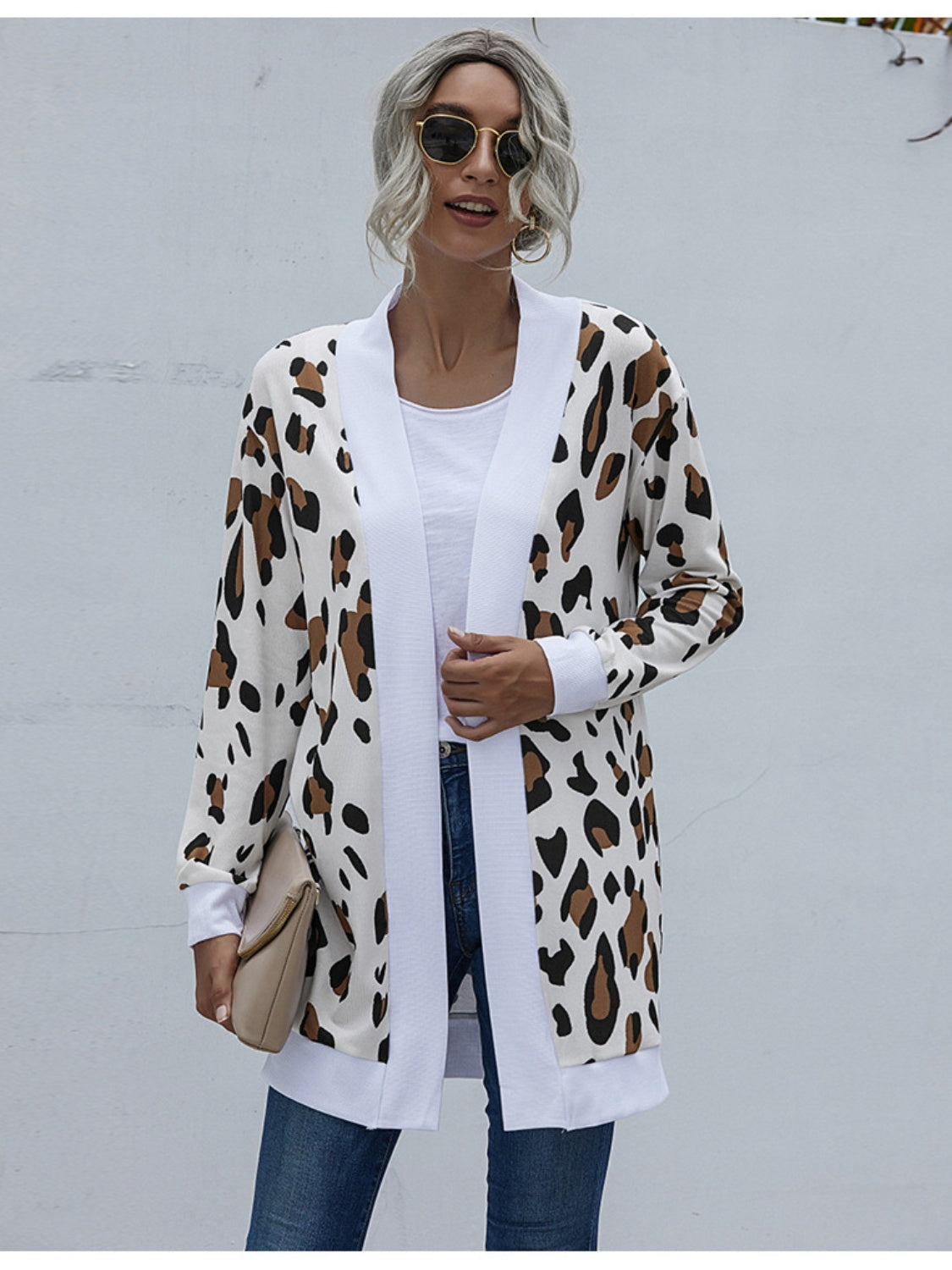 Leopard Open Front Cardigan - Thandynie