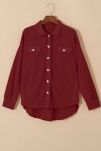 Button Up Long Sleeve Shirt Burgundy