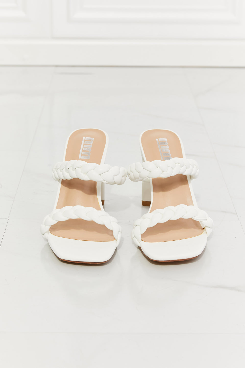 MMShoes In Love Double Braided Block Heel Sandal in White - Thandynie