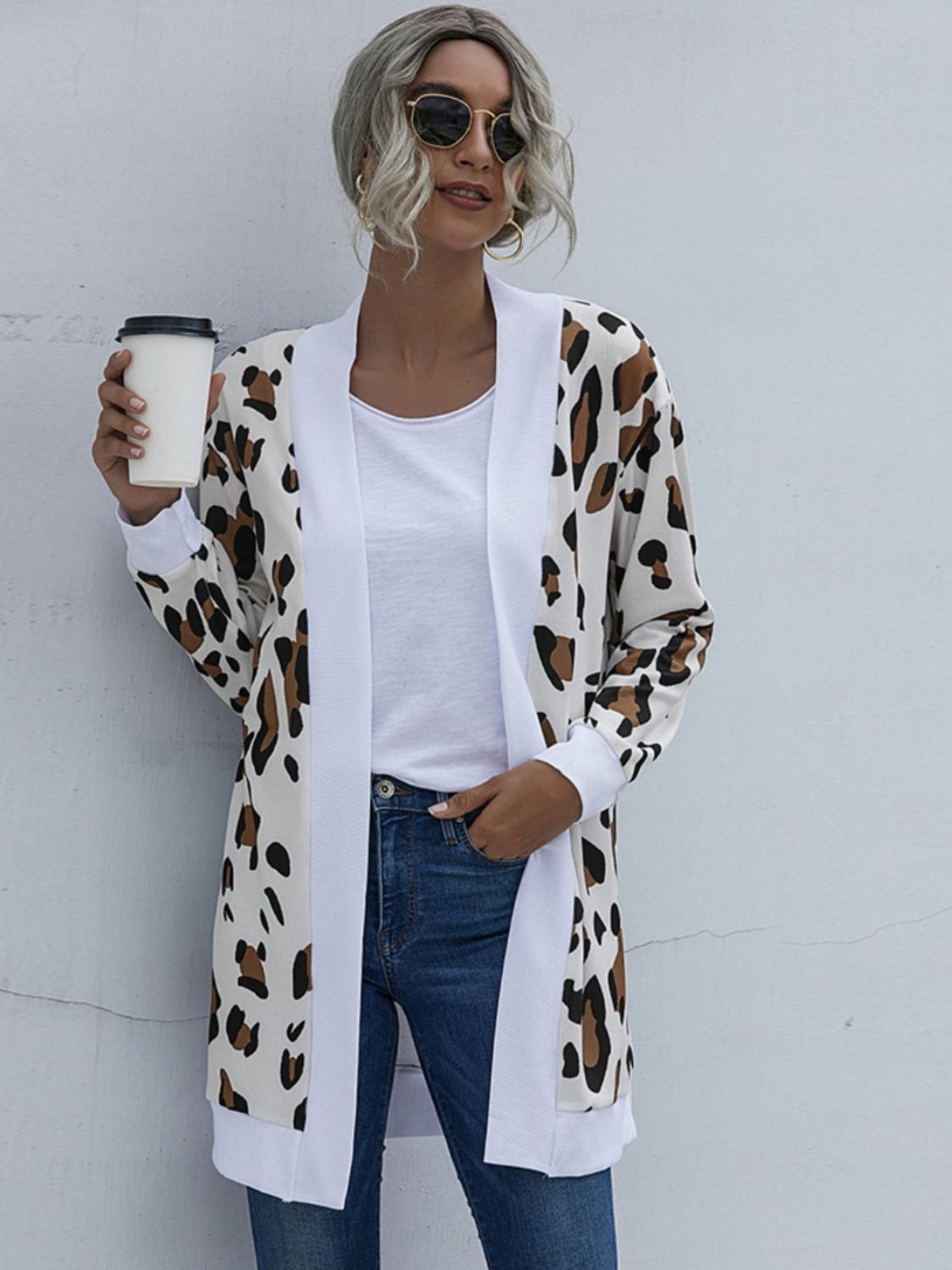 Leopard Open Front Cardigan - Thandynie