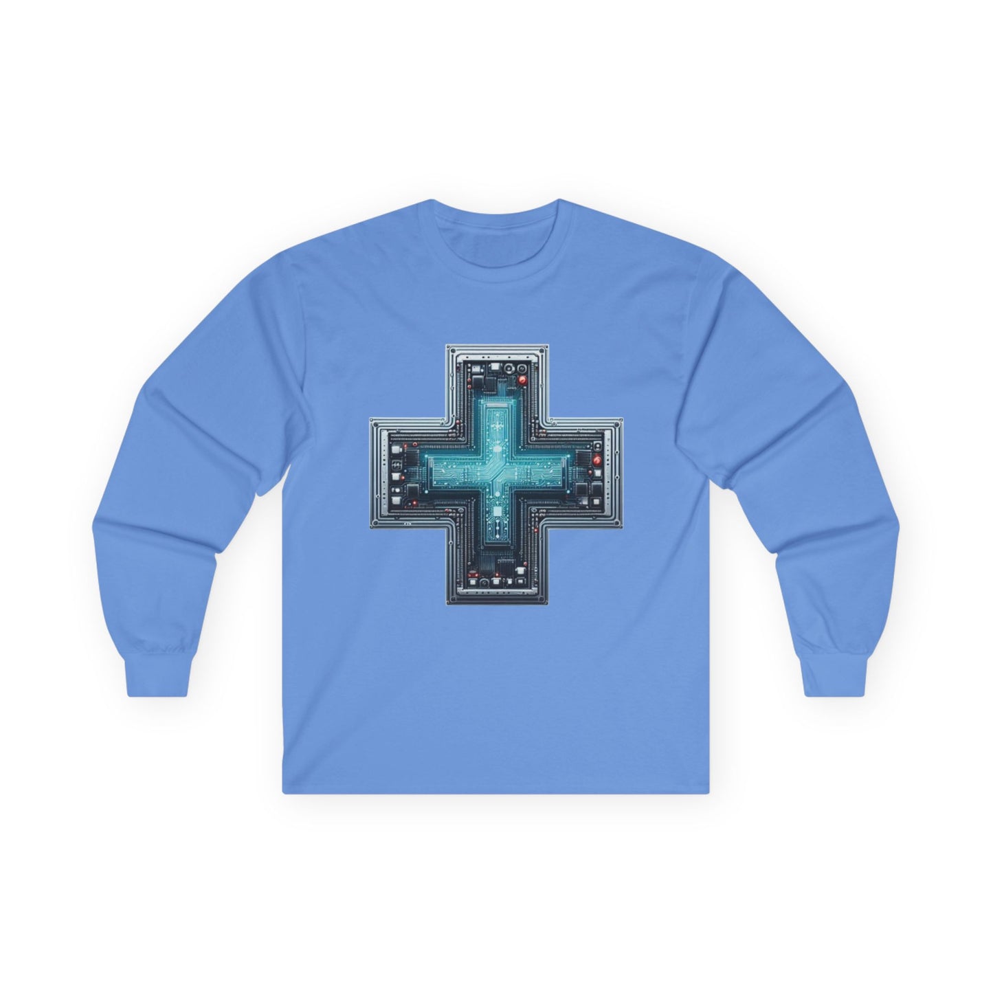 Long Sleeve Tee with Unique Technology Design – Sleek and Modern Tech-Inspired Shirt for Casual Wear and Tech Enthusiasts Carolina Blue