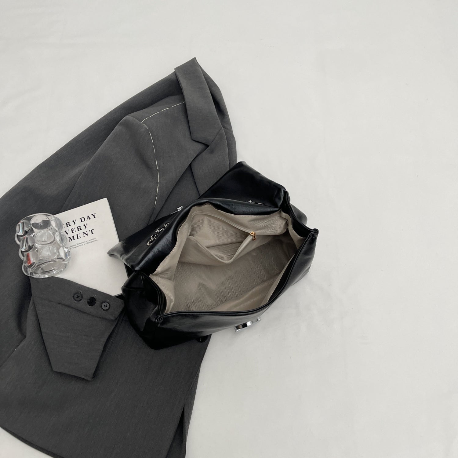 Textured PU Leather Shoulder Bag - Thandynie