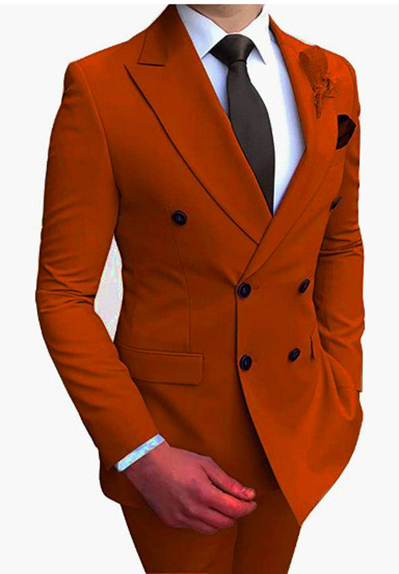 European And American Casual Suit Two-piece Set Burnt Orange