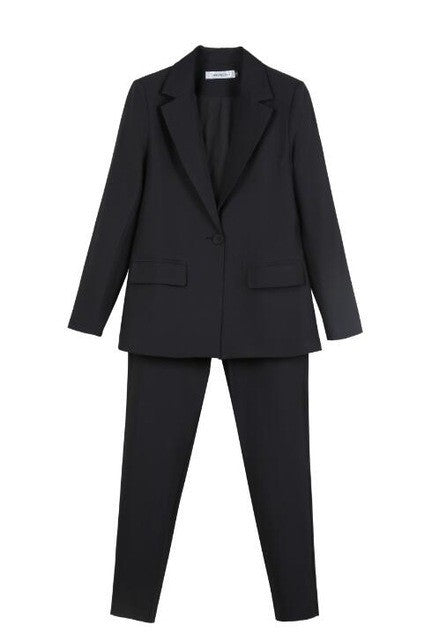 New Work Pant Suits Piece Set For Women Business Interview Black