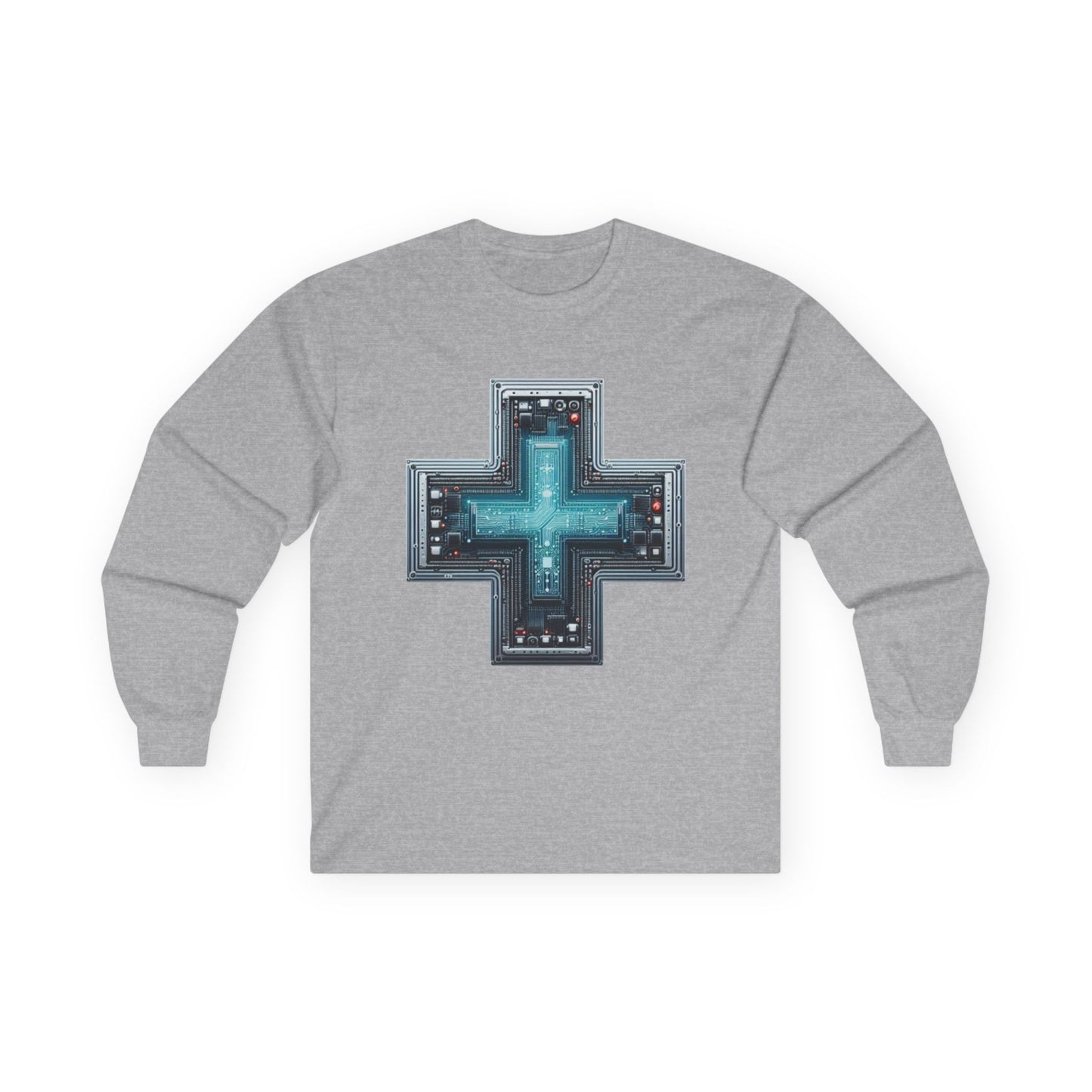 Long Sleeve Tee with Unique Technology Design – Sleek and Modern Tech-Inspired Shirt for Casual Wear and Tech Enthusiasts Sport Grey