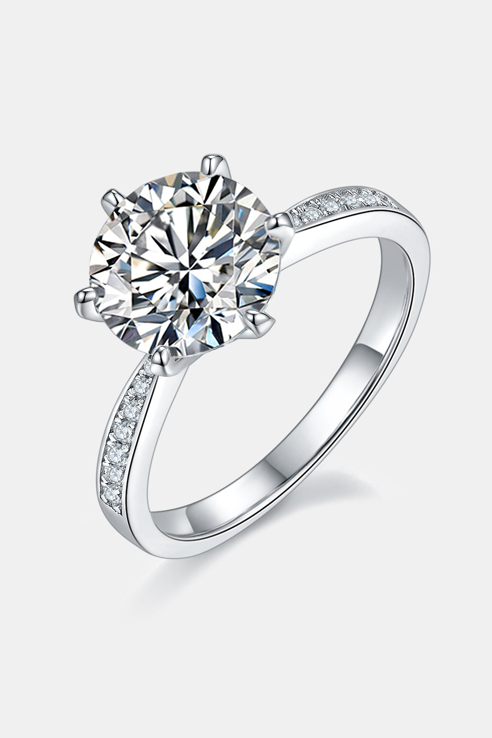 3 Carat Moissanite Side Stone Ring Silver