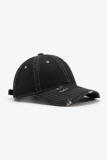 Distressed Adjustable Baseball Cap Black One Size