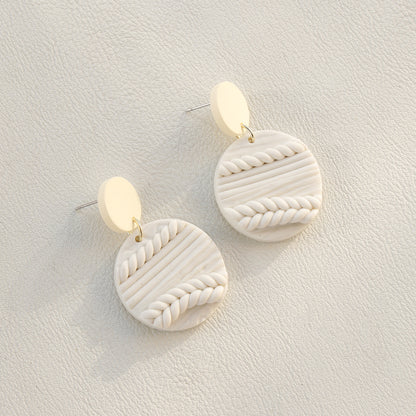 Soft Pottery Round Earrings Ivory One Size