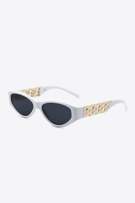 Chain Detail Temple Cat Eye Sunglasses White One Size