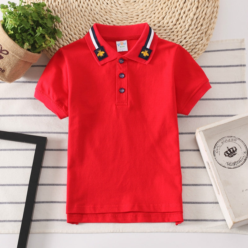 Children's Solid Color Polo Shirt Red