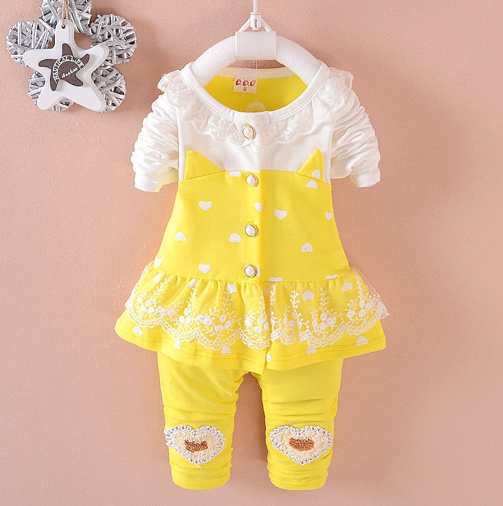 BibiCola Baby Girls Clothing Sets Toddle Tracksuits Kids Tops Pants 2pcs Tracksuits Kids Girls Clothes Baby Girl Clothes Set Yellow