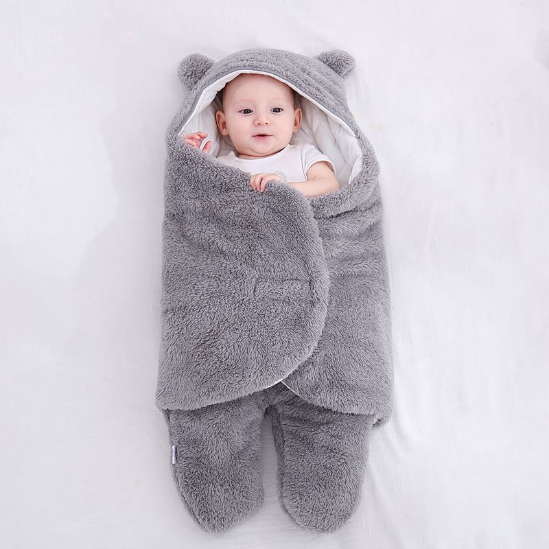 Baby Sleeping Bag Envelope for Newborn Baby Winter Swaddle Blanket Grey