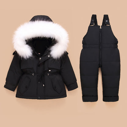 New children's down jacket suit Black