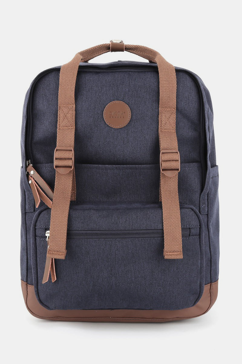 Himawari Waterproof Canvas Backpack Bag with Side Pockets Navy One Size