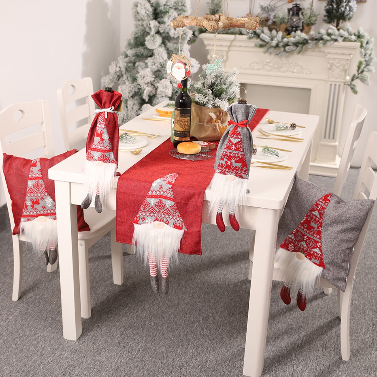 Christmas Element Table Runner Deep Red One Size