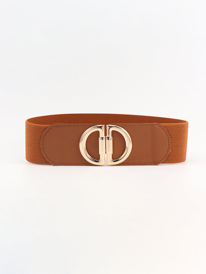 D Buckle Elastic Belt Caramel One Size