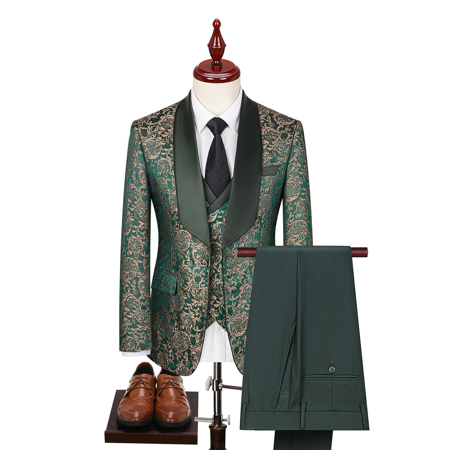 Men's Jacquard Suit Wedding Dress Suit Green