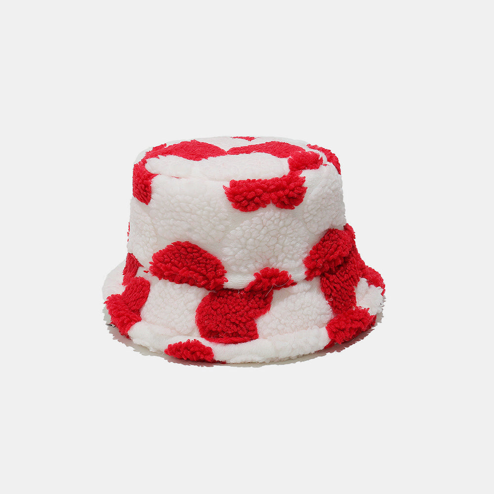 Contrast Heart Bucket Hat Deep Red One Size