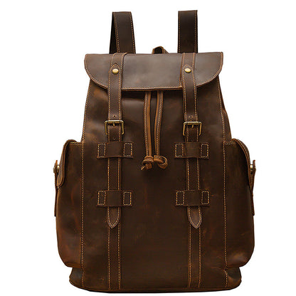 Retro Crazy Horse Leather Men's Backpack Casual Bag