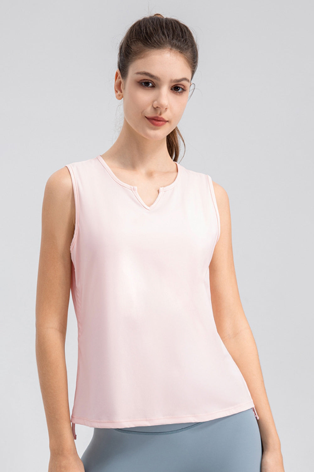 Notched Wide Strap Active Tank Blush Pink