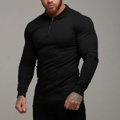 Men's Long Sleeve Slim Fit Polo Shirt Black