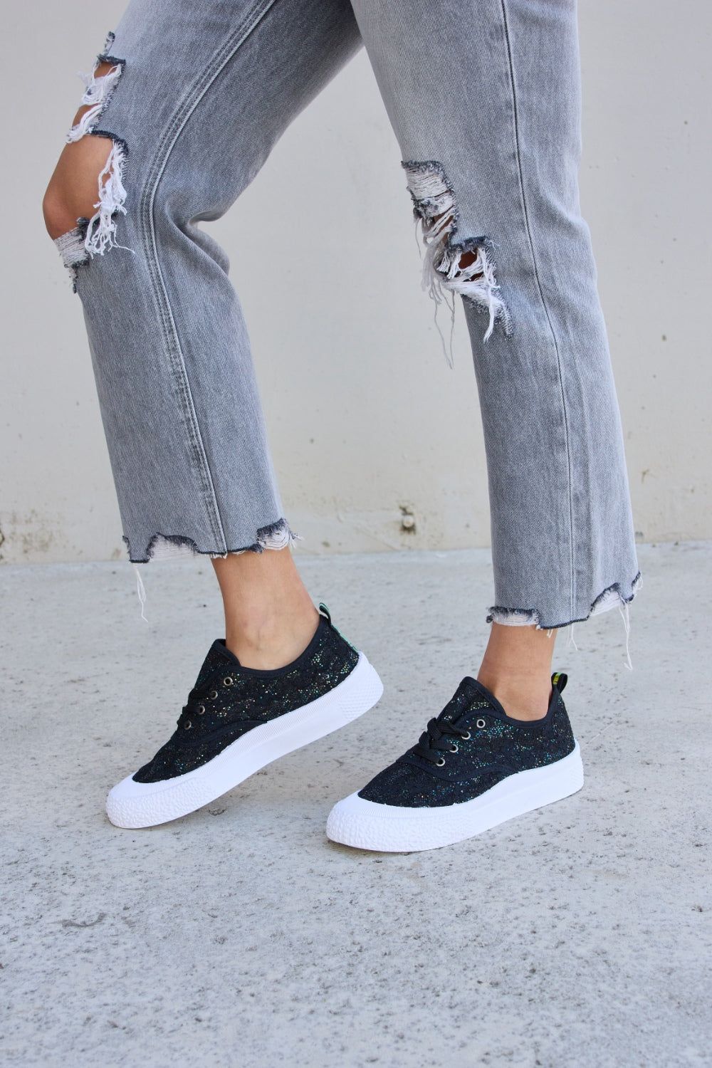 Forever Link Sequin Lace-Up Platform Sneakers - Thandynie