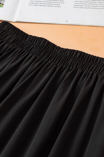 Black Ricrac Trim Colorblock High Waist Long Skirt