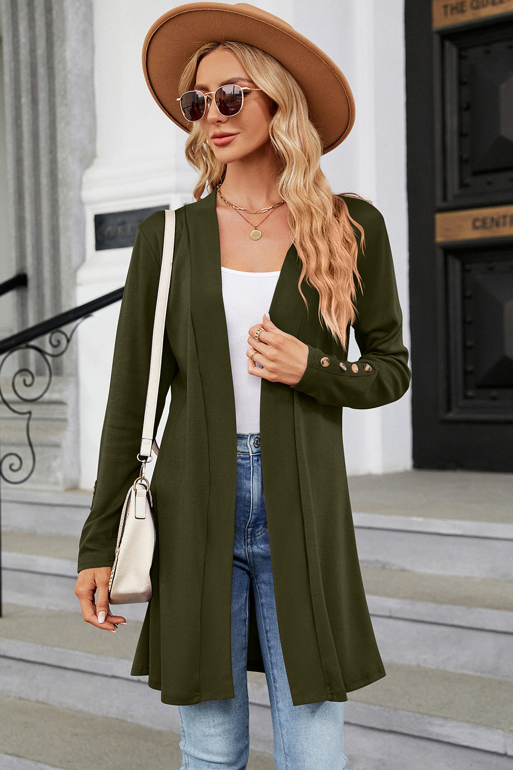 Open Front Long Sleeve Cardigan - Thandynie