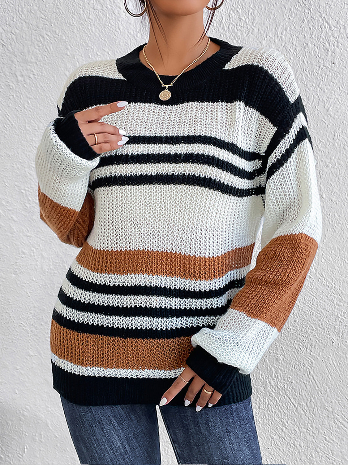 Striped Round Neck Sweater