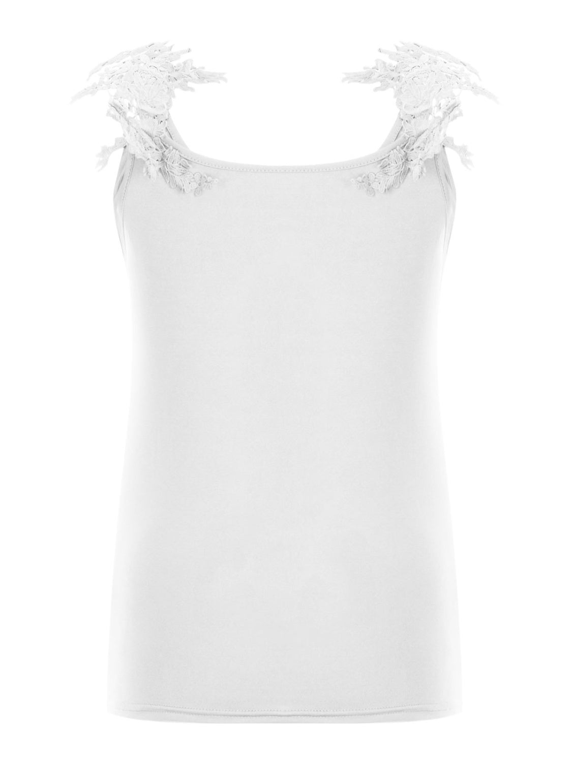 Full Size Lace Detail Scoop Neck Tank - Thandynie